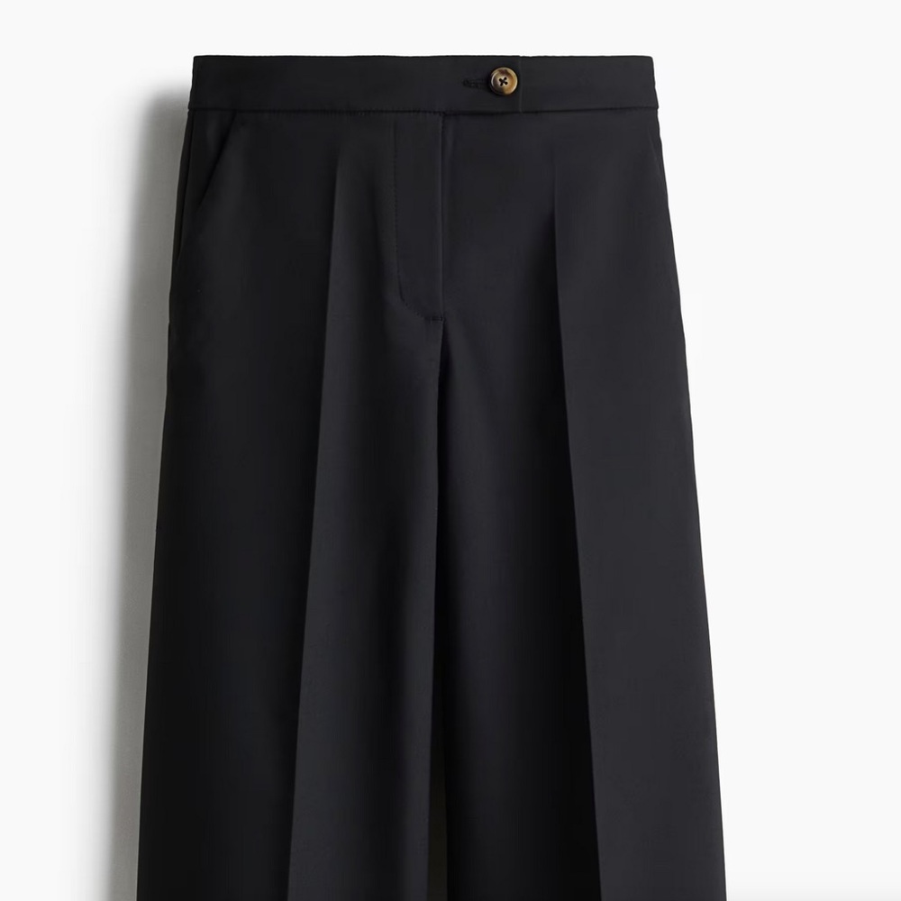 H&M Wide Leg Tailored Trousers Pants In Black Size US 12 NWT